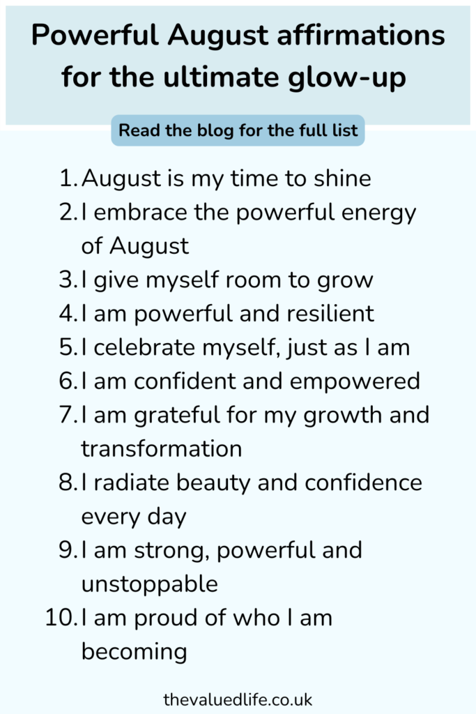 August affirmations - summer affirmations