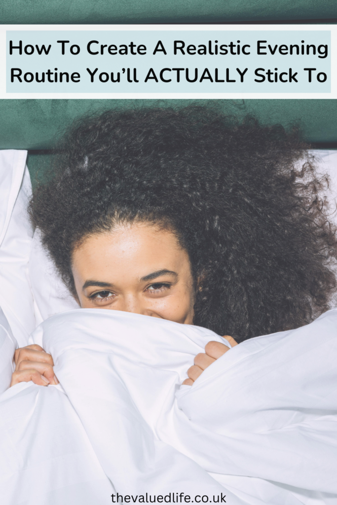 closeup of a woman's face holding on to a white duvet as part of a realistic evening routine