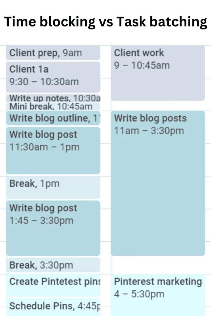 screenshot of google calendar comparing